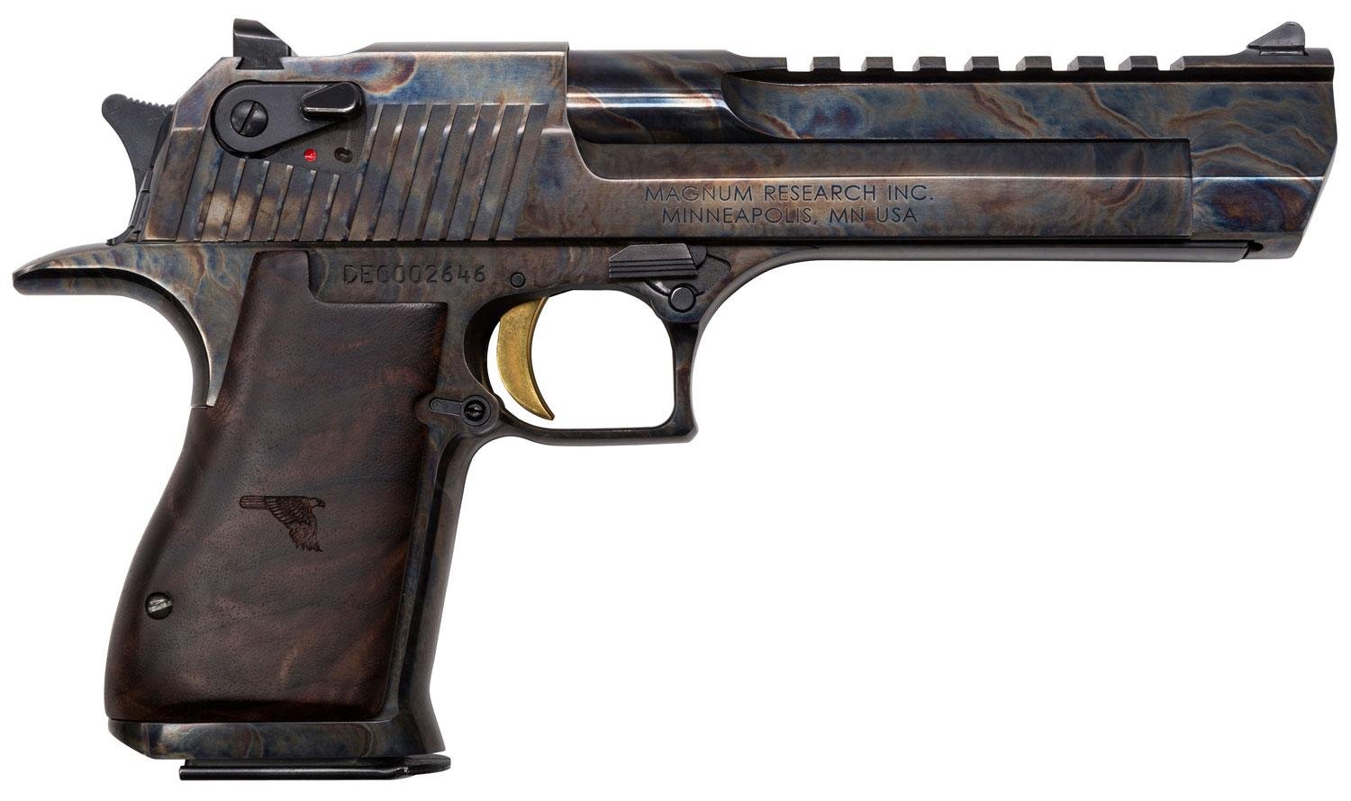 Buy Magnum Research Desert Eagle Mark XIX Pistol DE357CH, 357 Mag, 6", Walnut Grips, Case Hardened Finish, 9 Rd Online • MRA